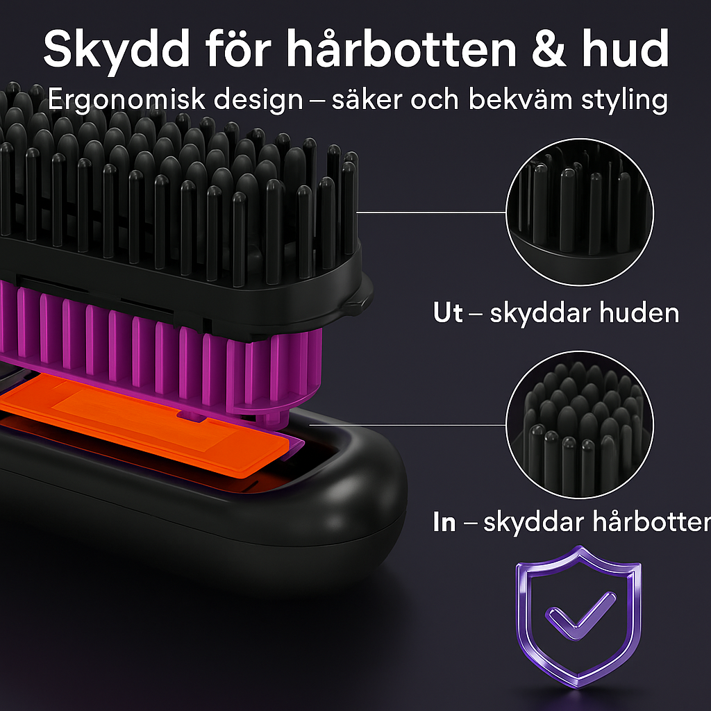 Uppladdningsbar hårplattningsborste