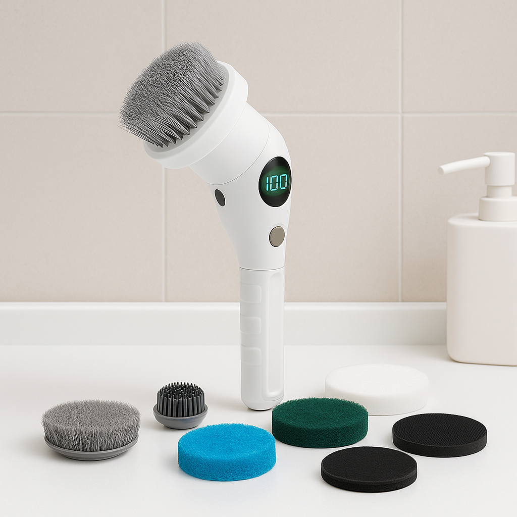  Roterande Rengöringsborste 8-i-1 + Justerbar Längd för Alla Ytor